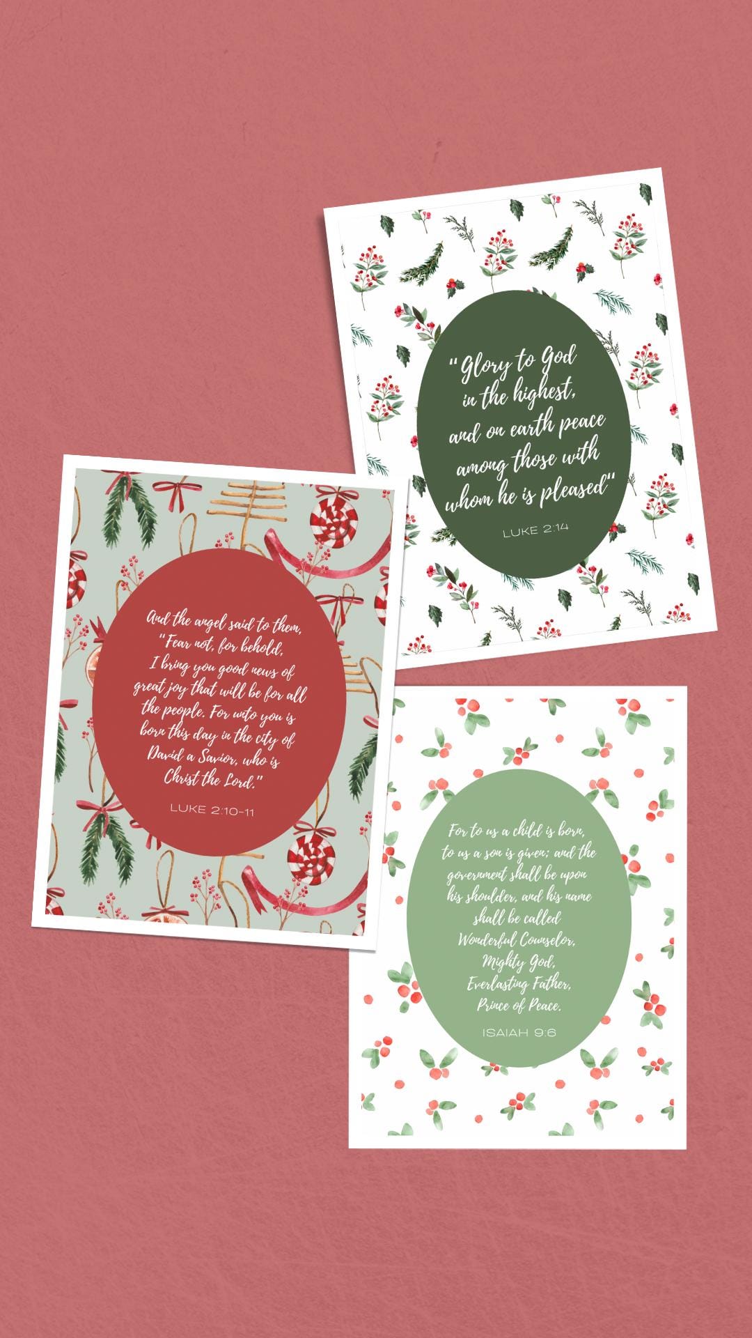 Printable Christmas Scripture Cards - Bible Verse Gifts - Etsy Canada