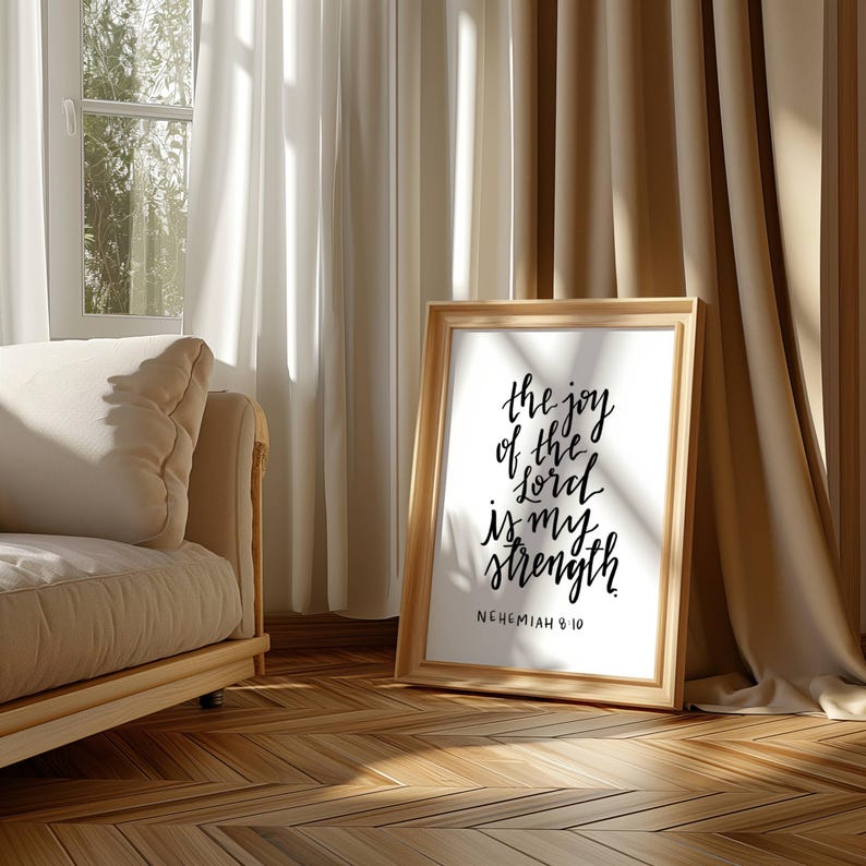 The Joy of the Lord Is My Strength | Nehemiah 8:10 Calligraphy Print image 3
