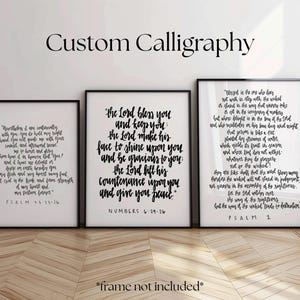 Custom Scripture Calligraphy Print | Hand Lettered Bible Verse Wall Art | Personalized Christian Home Decor