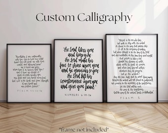Custom Scripture Calligraphy Print | Hand Lettered Bible Verse Wall Art | Personalized Christian Home Decor