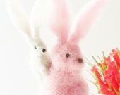 Felted Pink Rabbit With White Bunny - Ready To Ship