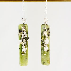 Peridot and Agate long dangle earrings