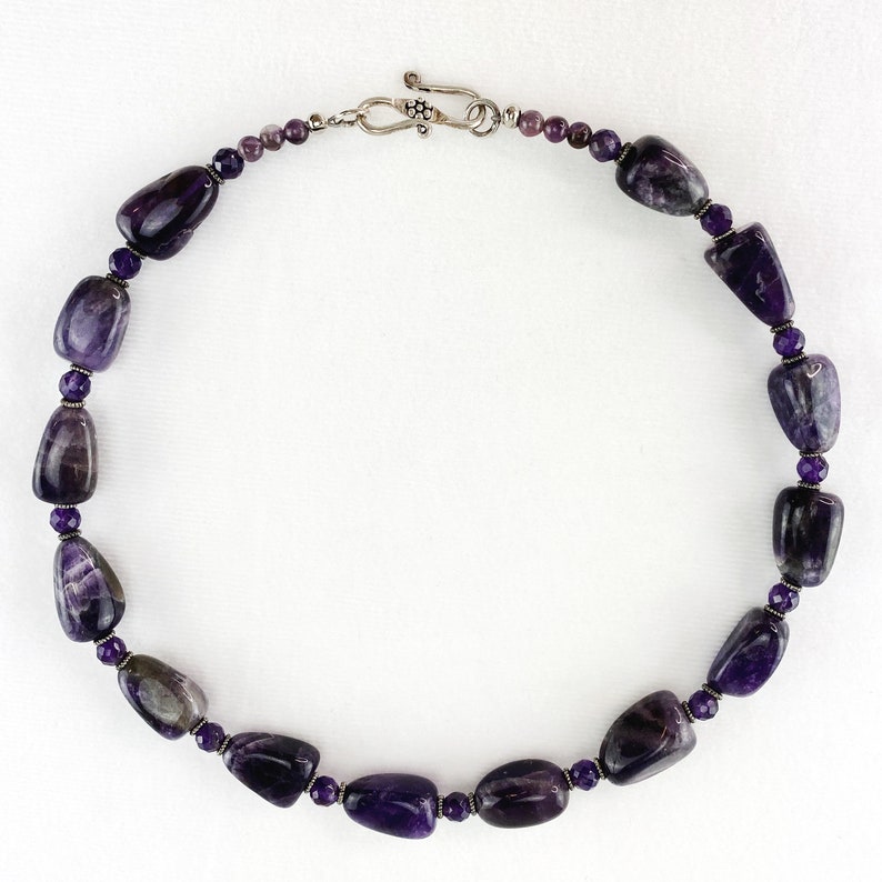 Amethyst Nugget and Faceted Beaded Necklace