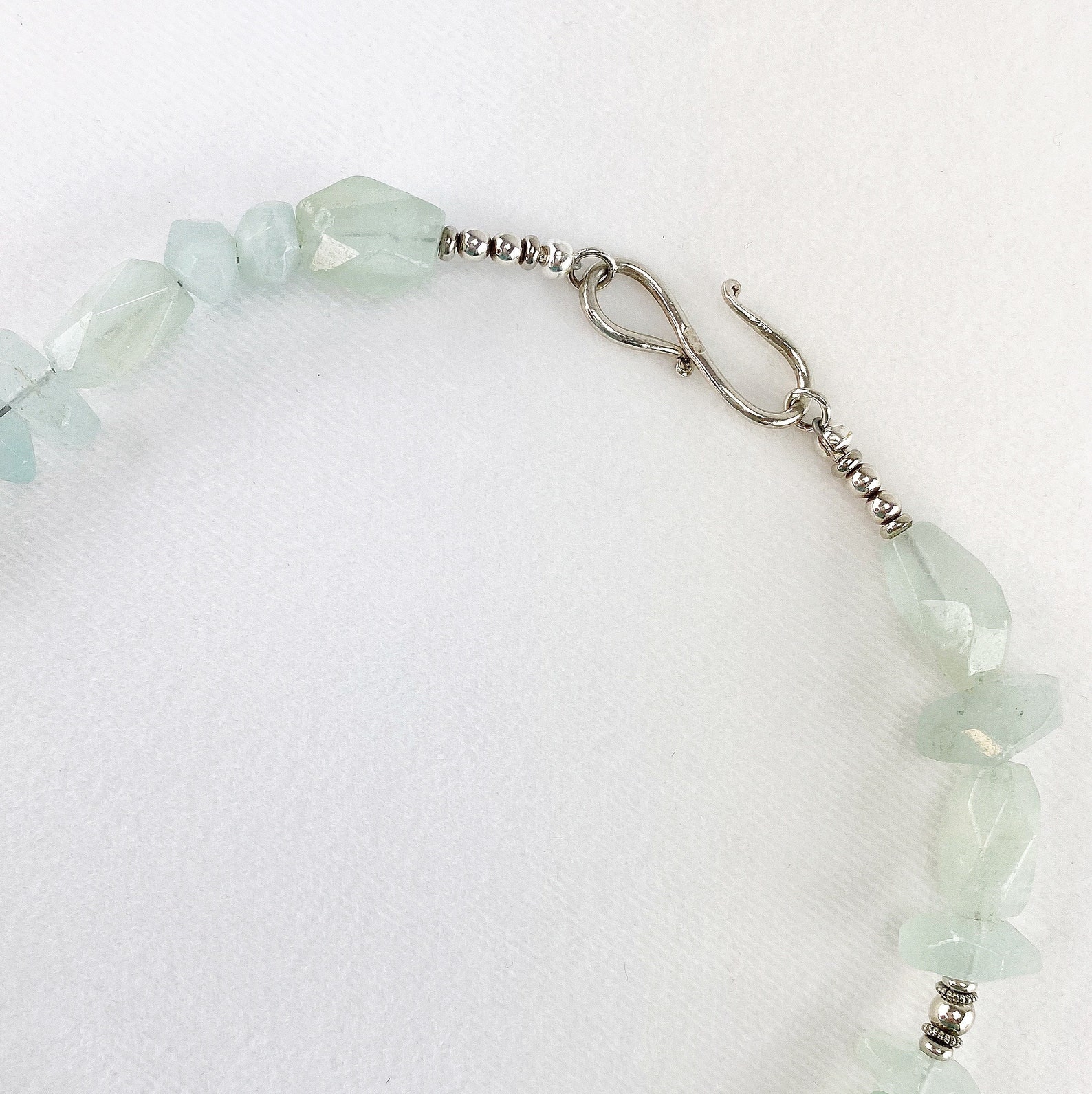 Aquamarine & Sterling Silver Beaded Pendant Necklace - Etsy