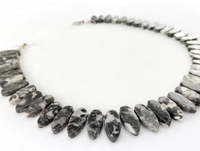 Picasso Jasper Pointed Teardrop Necklace