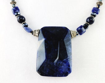 Sodalite Faceted Pendant Necklace