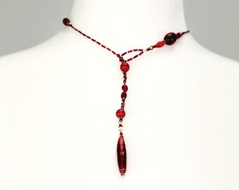 Red Indian Glass Bead Sling-Through