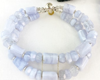 Blue Lace Agate Two-Strand Bracelet