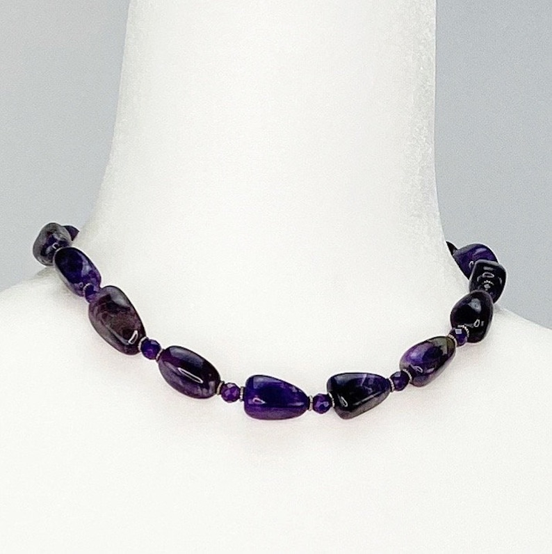 Amethyst Nugget and Faceted Beaded Necklace