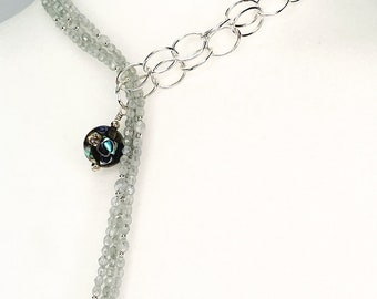 Abalone Green and Chain Necklace