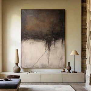 Large Original brown Beige Abstract Painting,Scandinavian Art,Brown Minimalist Canvas Art,Office Wall Decor,Contemporary Art for Living Room
