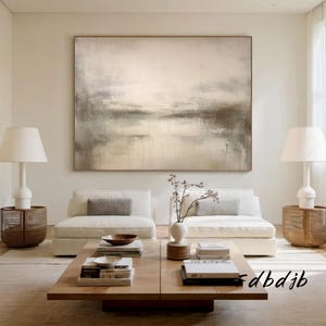 Abstrakte Kunst Beige Grün Wabi Sabi Wandkunst Erdfarben Textur Malerei auf Leinwand Neutrale abstrakte Landschaftsmalerei