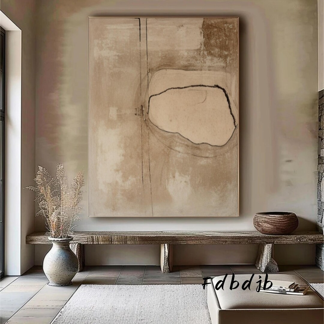 Brown Beige Abstract Painting, Wabi Sabi Scandinavian Wall Art - Etsy