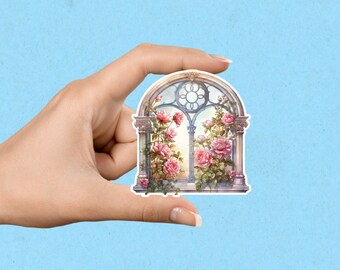 Vintage Window Sticker, Victorian Sticker, Pretty Stickers, Flower Stickers, Vinyl Stickers, Planner Stickers, Phone Stickers