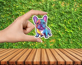 Kleurrijke sticker Franse Bulldog, leuke stickers, Franse Bulldog-stickers, kleurrijke sticker, vinylstickers, notebookstickers, hondenstickers