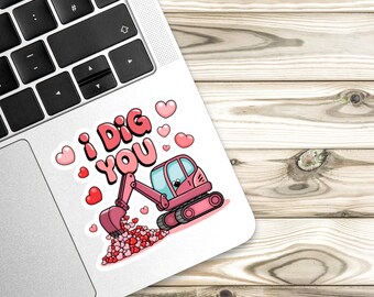 I Dig You Kiss-Cut Sticker, Love Sticker, Romantic Valentine Gift, Heart Sticker, Adhesive Labels, Scrapbooking, I Dig You Design