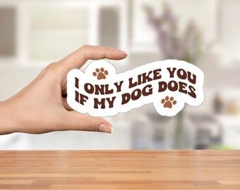 I Only Like You If My Dog Does Sticker, Vinyl Stickers, Funny Stickers, Dog Stickers, Stickers For Notebooks, Laptop Stickers, Stickers