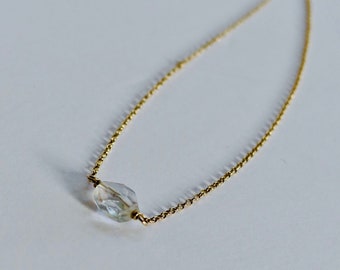 Keep it Simple Necklace - Simple Chain Necklace, Clear Quartz Crystal Charm, Silver, Gold Filled Necklace