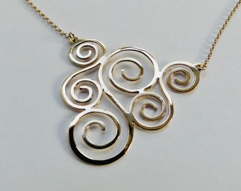 Sssignature Necklace - Spiral Necklace, Sterling Silver, Swirly Necklace, Gold Filled Chain Necklace, Artsy Design