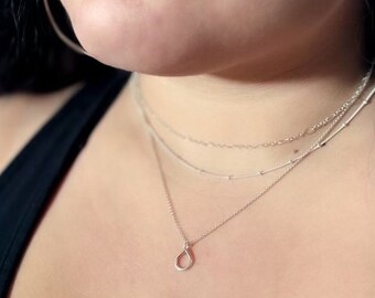 Rain Drop Necklace - Sterling Silver, 14k gold filled jewelry, simple, tear drop shape necklace, layering chain, seattle inspired