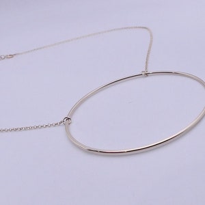 Big O Necklace Large Circle, Statement Necklace, Gold circle, sterling silver, simple, artistic necklace image 3