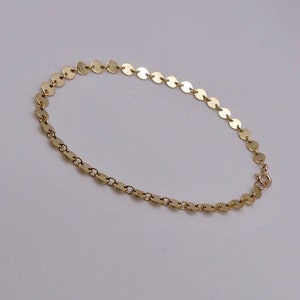 Shimmery Disc Bracelet - Sterling Silver disc chain bracelet, simple, shiny, gold filled bracelet, sequin look, fun, gift bracelet, layering