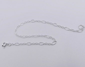 Finespun Chain Bracelet - Delicate Chain Bracelet, 2.7 mm chain, Sterling Silver, Layering Chain, Oval, Circles, Simple, Elegant Chain