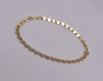 Shimmery Disc Bracelet - Sterling Silver disc chain bracelet, simple, shiny, gold filled bracelet, sequin look, fun, gift bracelet, layering