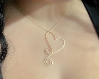 Funny Valentine Necklace - Swirly, spiral, heart necklace, whimsy, whimsical, valentine's gift, heart shaped jewelry, bold necklace
