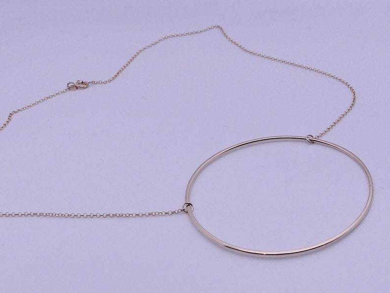 Big O Necklace Large Circle, Statement Necklace, Gold circle, sterling silver, simple, artistic necklace image 6