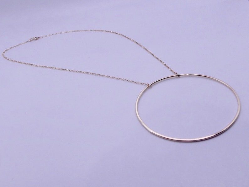 Big O Necklace Large Circle, Statement Necklace, Gold circle, sterling silver, simple, artistic necklace image 4