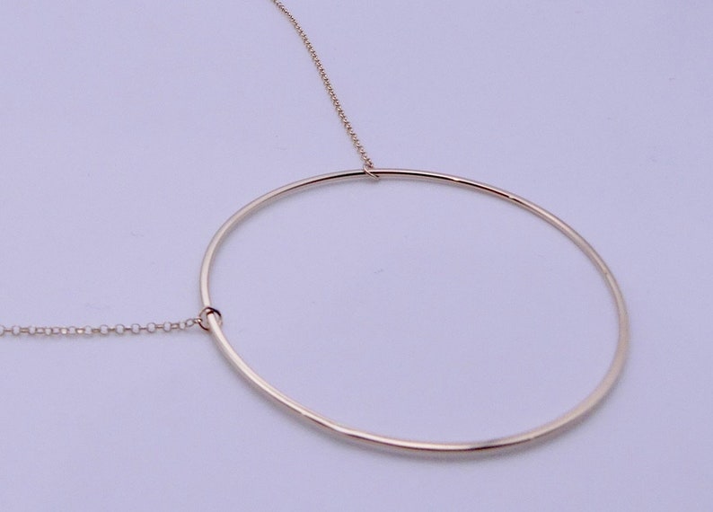 Big O Necklace Large Circle, Statement Necklace, Gold circle, sterling silver, simple, artistic necklace image 5