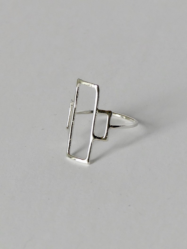 The New Mexican Ring Simple geometric ring, statement ring, rectangles, silver ring, gold ring image 2