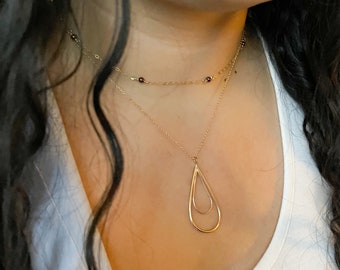 Hypnotic Necklace - Sterling Silver Teardrop Pendant, Silver Necklace, Chain Necklace, Gold Filled Necklace