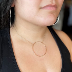 Big O Necklace Large Circle, Statement Necklace, Gold circle, sterling silver, simple, artistic necklace image 1