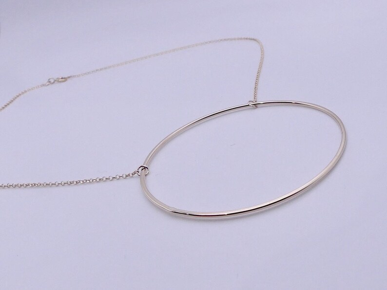 Big O Necklace Large Circle, Statement Necklace, Gold circle, sterling silver, simple, artistic necklace image 3