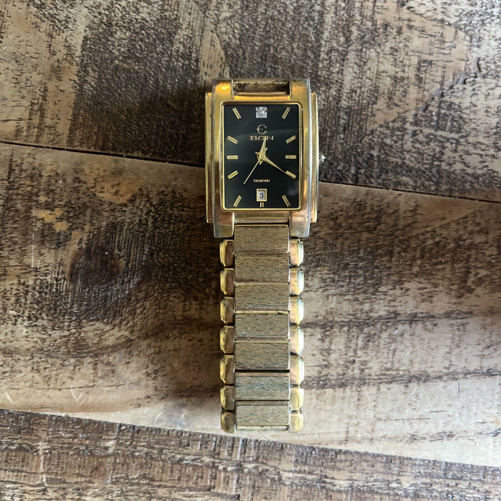 Vintage Elgin Men s Gold Toned Diamond Watch FG066 VJ32 NOT Running Etsy