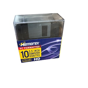 Memorex 3,5-tums HD-datordisketter 10-pack PC-formaterade 1,44 MB 3210-3661 Nya