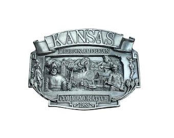 Vintage 1985 Kansas Mexican-American Commemorative Belt Buckle Ltd Ed 198/1000