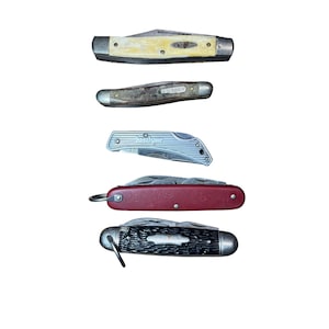 Vintage Pocket Knife Lot of 5 Kershaw Schrade Old Timer Kamp-King Multi-Tools image 1