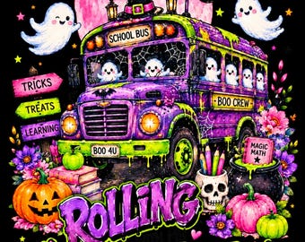 Zabawny, kolorowy projekt na Halloween dla kierowców autobusów