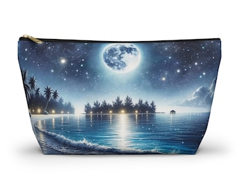 Moonlit Tropical Beach Accessory Pouch | T-Bottom