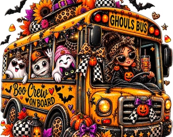 Projekt na Halloween 2 dla kierowców autobusów zabawny kolorowy