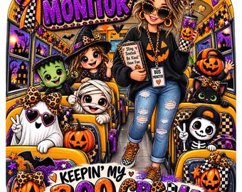 Halloween Bus Monitor PNG, projekt sublimacji Boo Crew (pobranie cyfrowe)
