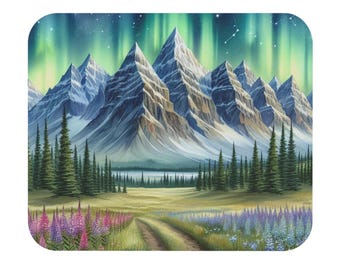 Podkładka pod mysz Northern Lights Mountain Landscape | Podkładka na biurko Aurora Forest