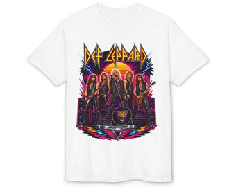 Koszulka z grafiką zespołu Classic Rock Band | Retro Neon Concert Art
