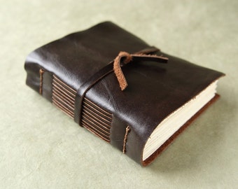 Leather Pocket Journal or Sketchbook - Brown Leather - Unlined