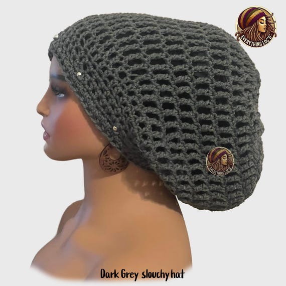 Women\'s Crochet Knitted Style Beanie Slouchy Hat Silver Womens Knit Hat Slouchy Hat Winter Hat Silver Gray Slouchy  main image 3
