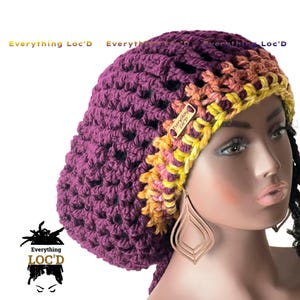 Chunky Rasta Beanie Tam for Dreadlocks, Dreadlock Beanies with Locking Drawstring, Winter hat, gift for women, Long hair, Ready to ship