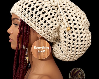 Chunky Rasta Tam with drawstring, Crocheted Slouchy Beanie, Big hats, Everything Locd